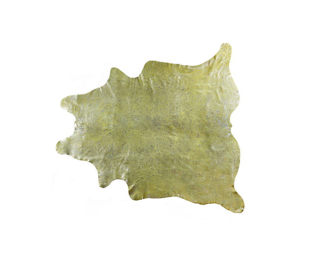 5' x 7' Green and Silver Cowhide Hand Knotted Area Rug