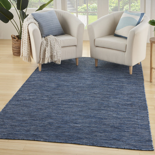 4' x 6' Blue Geometric Power Loom Non Skid Area Rug