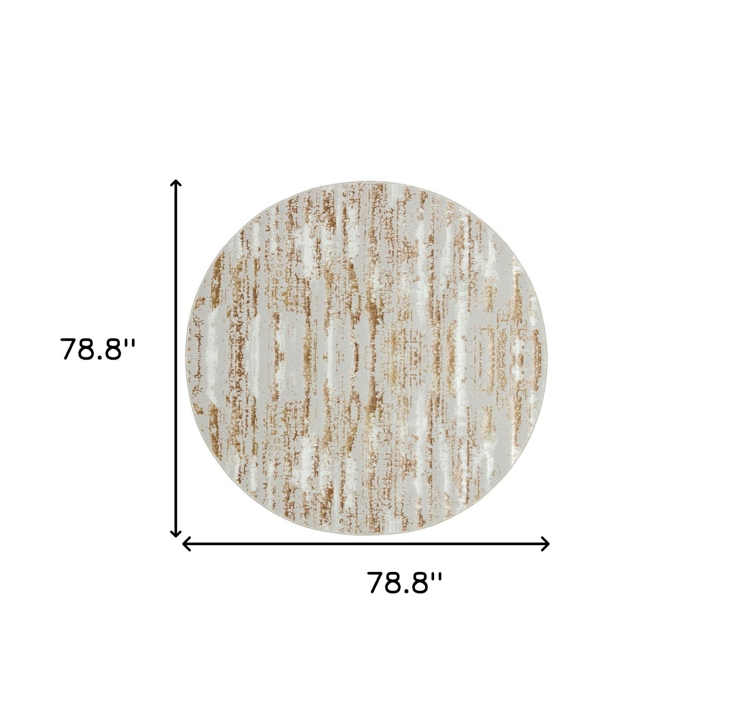 7' Beige Round Abstract Washable Non Skid Area Rug