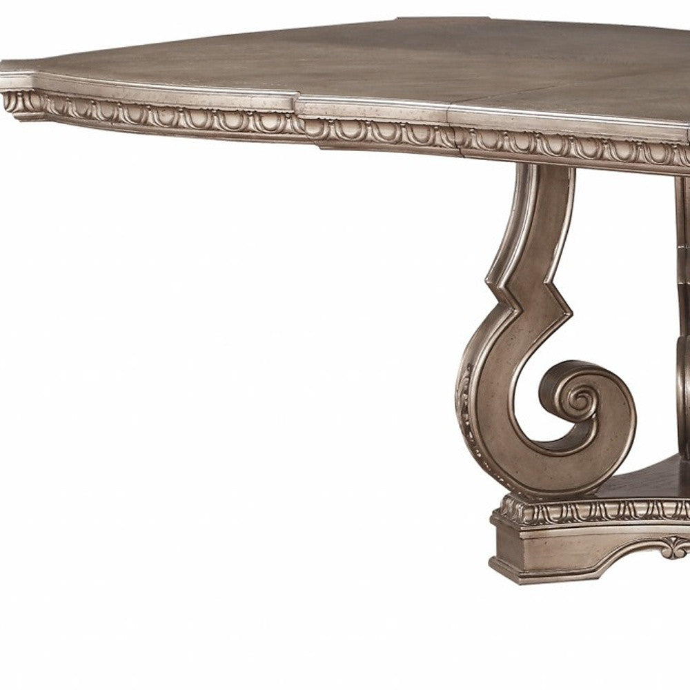 76" Champagne Solid Wood Dining Table