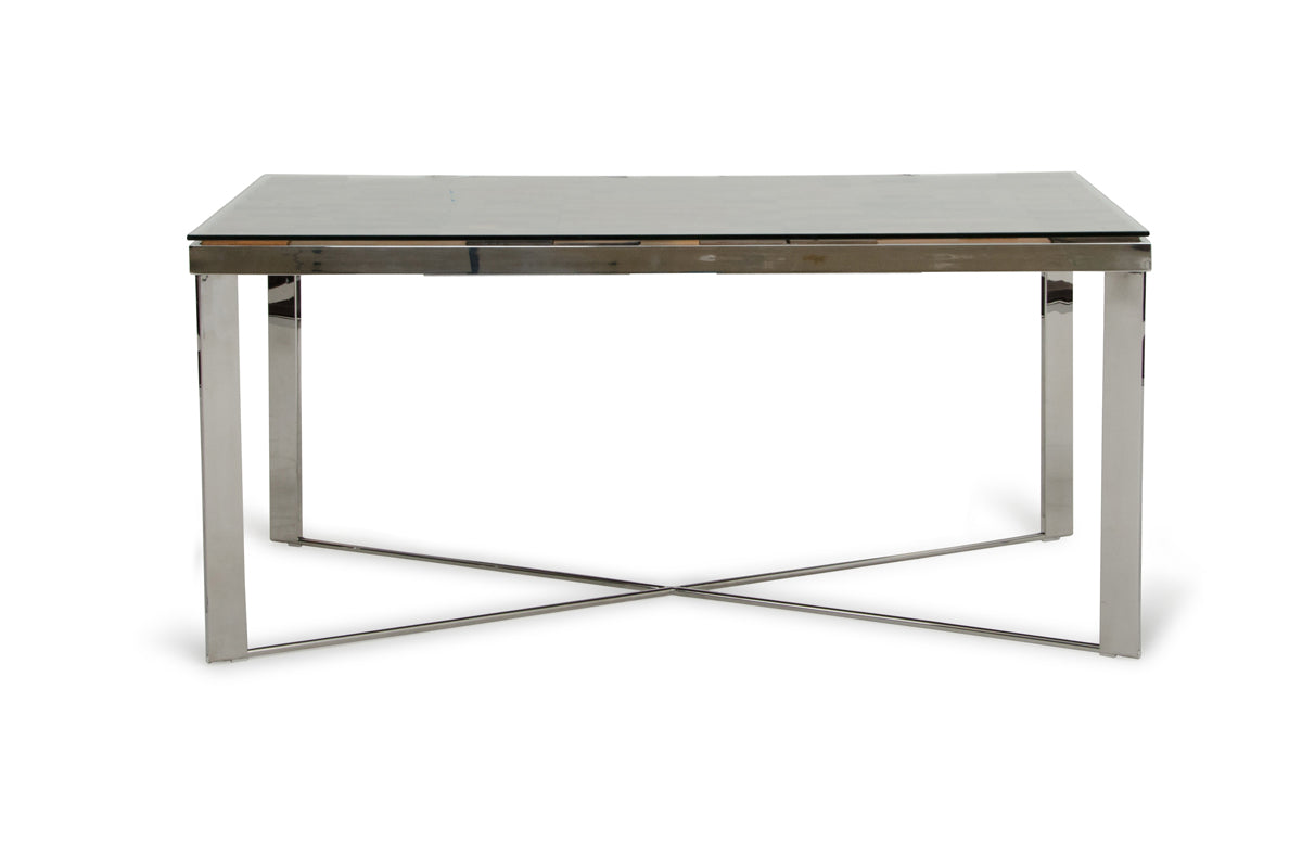 30" Wood  Steel  And Glass Dining Table