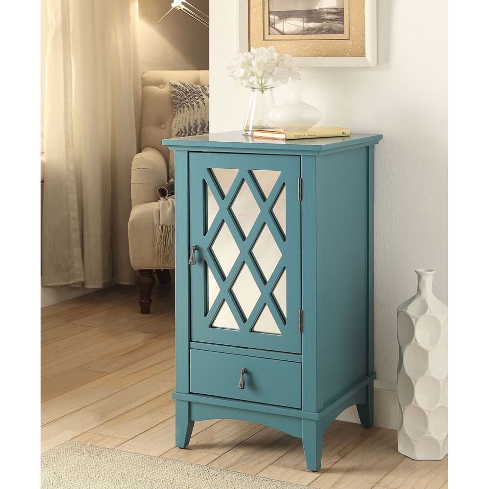 Pop Of Color Teal Accent Cabinet