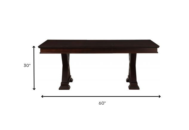 60" Espresso Solid Wood Double Pedestal Base Dining Table