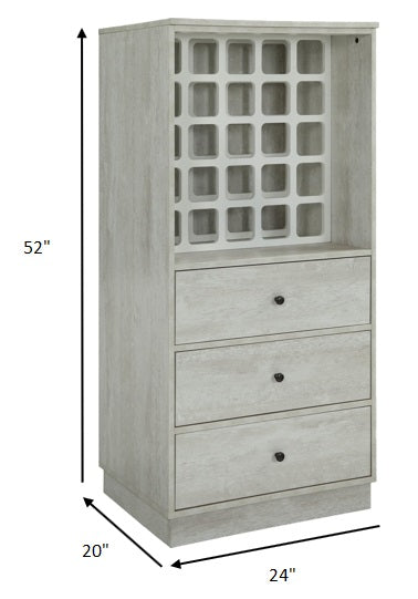 24" Off White Bar Cabinet With Three Drawers