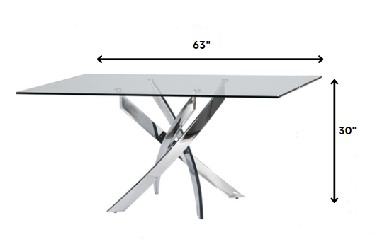 30" Glass And Steel Rectangular Dining Table