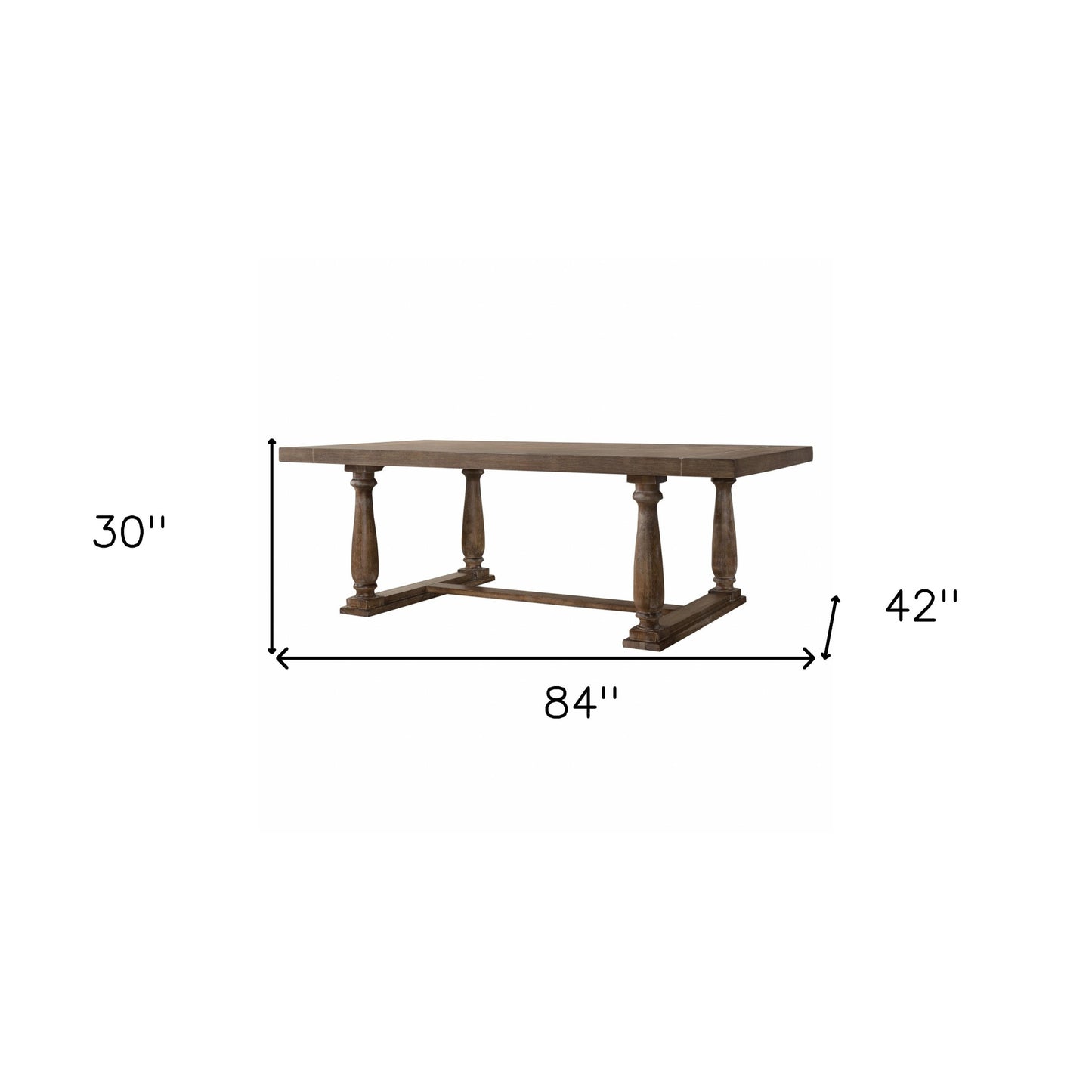 84" Brown Solid Wood Dining Table