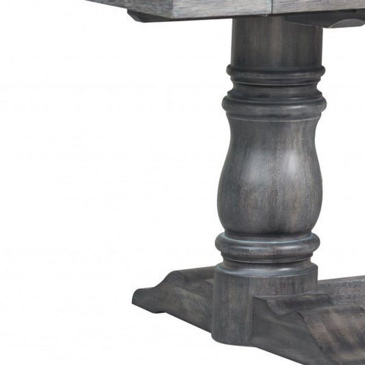 88" Light Gray and Gray Solid Wood Dining Table