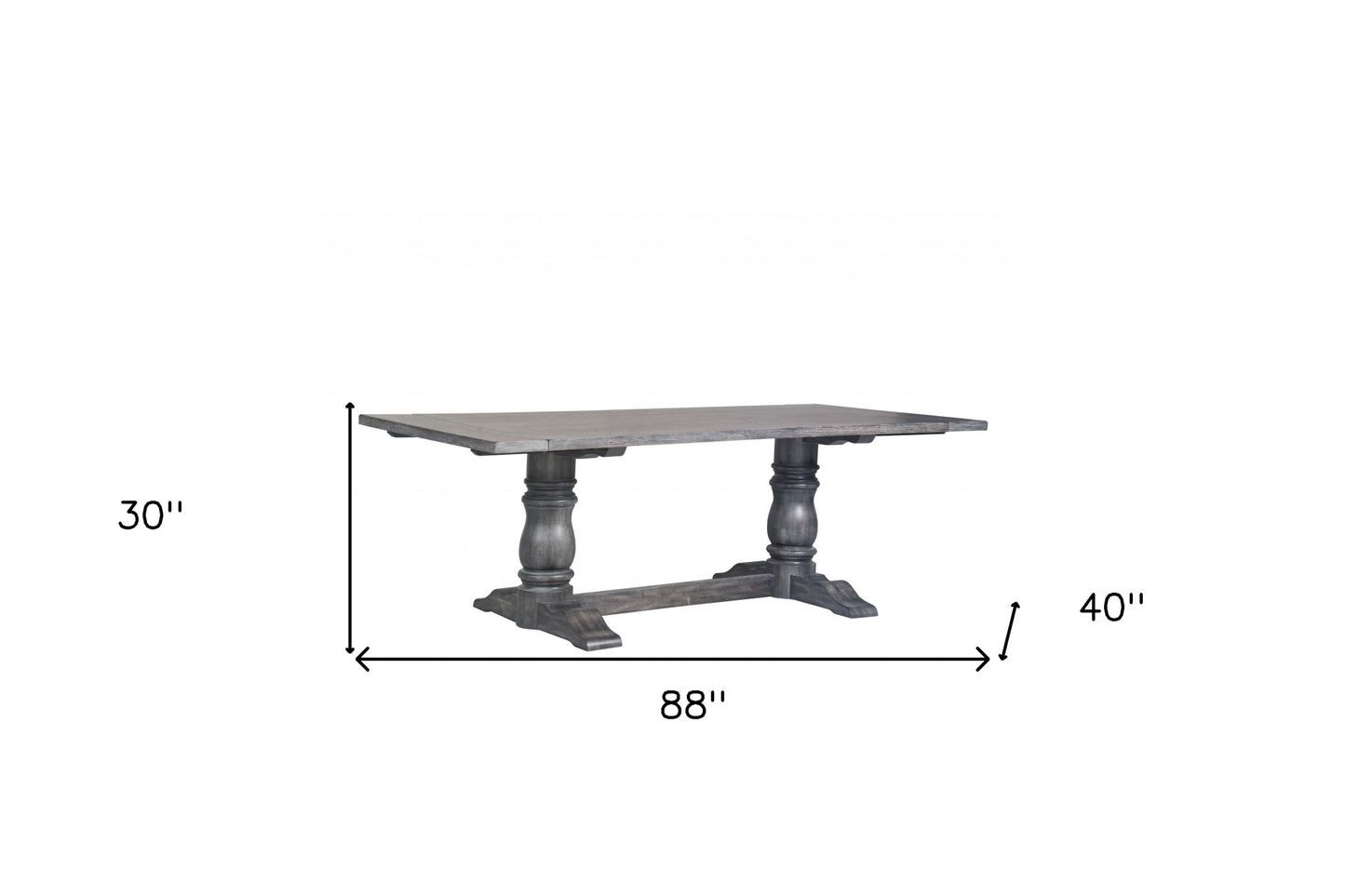 88" Light Gray and Gray Solid Wood Dining Table