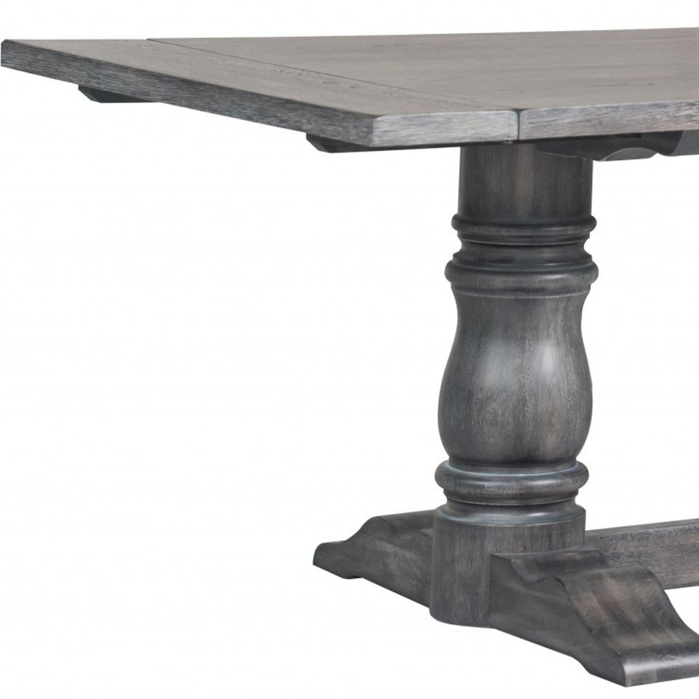 88" Light Gray and Gray Solid Wood Dining Table