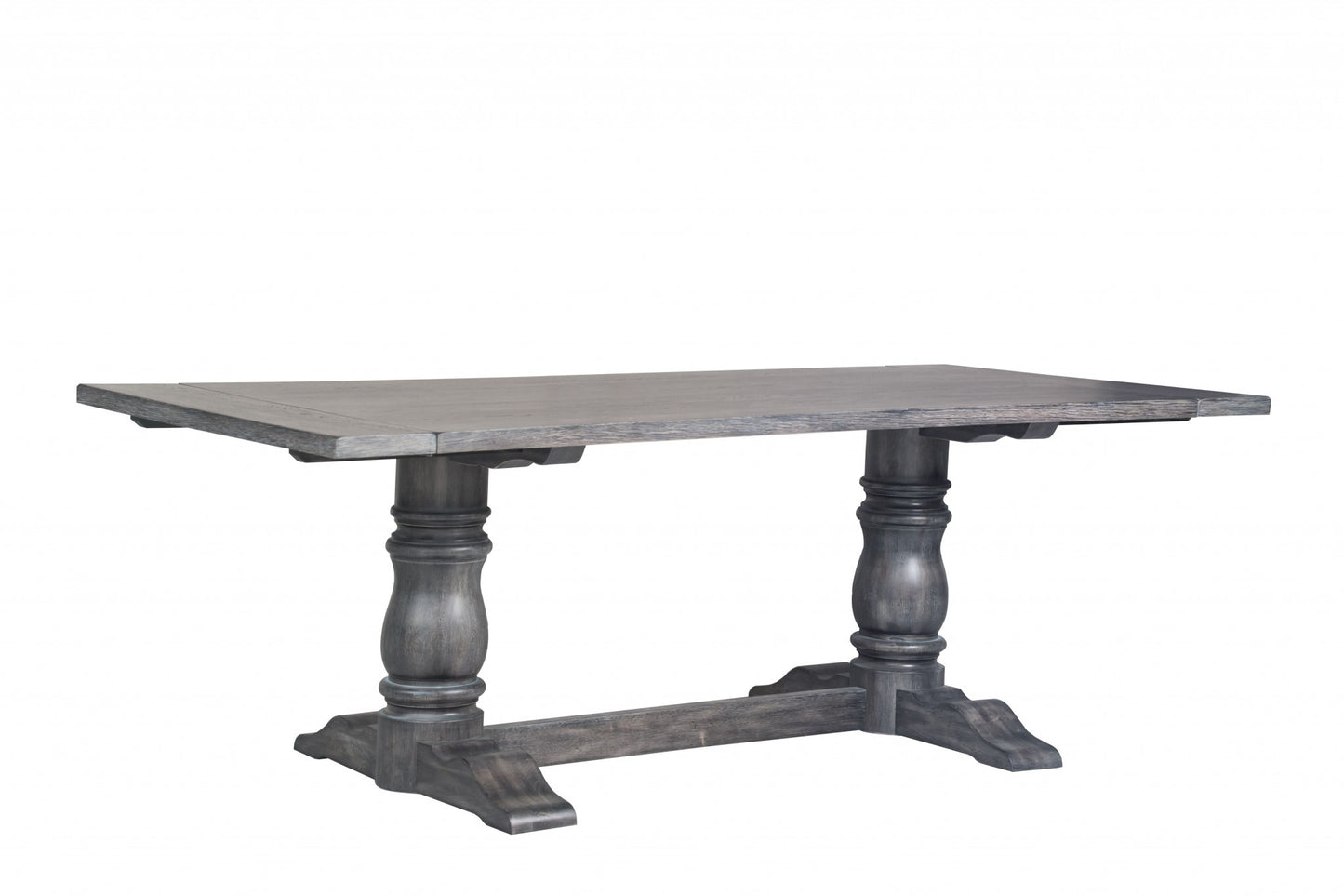 88" Light Gray and Gray Solid Wood Dining Table