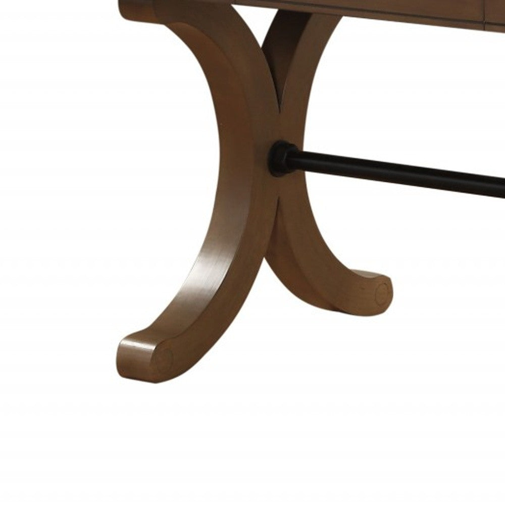 64" Brown Solid Wood Removable Leaf Dining Table