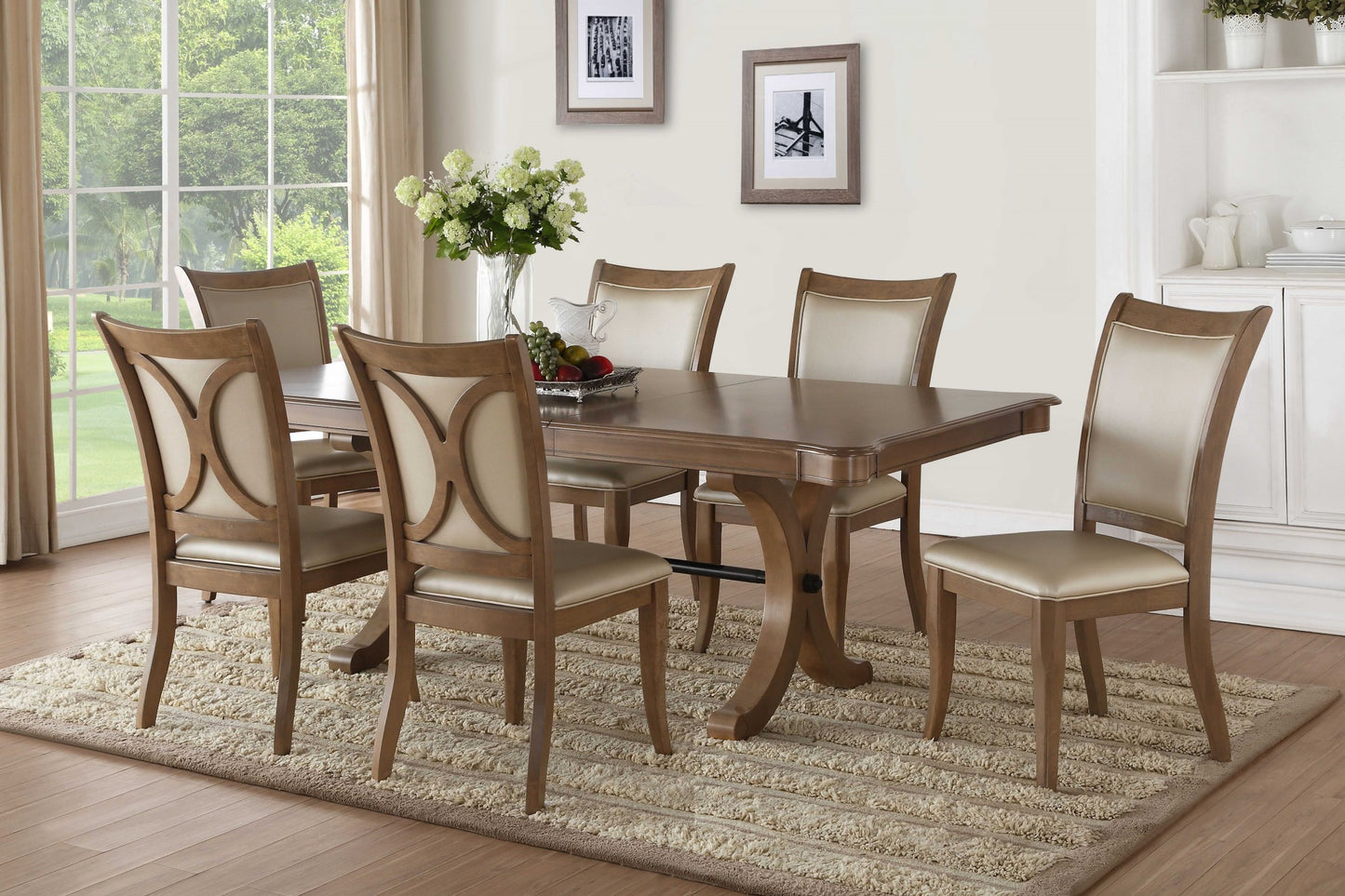 64" Brown Solid Wood Removable Leaf Dining Table