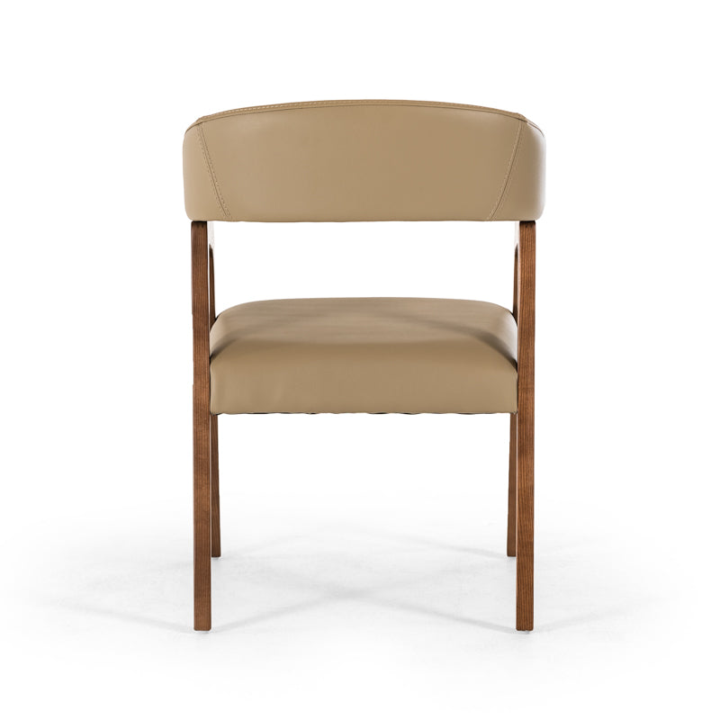 31" Taupe Leatherette And Walnut Wood Dining Chair