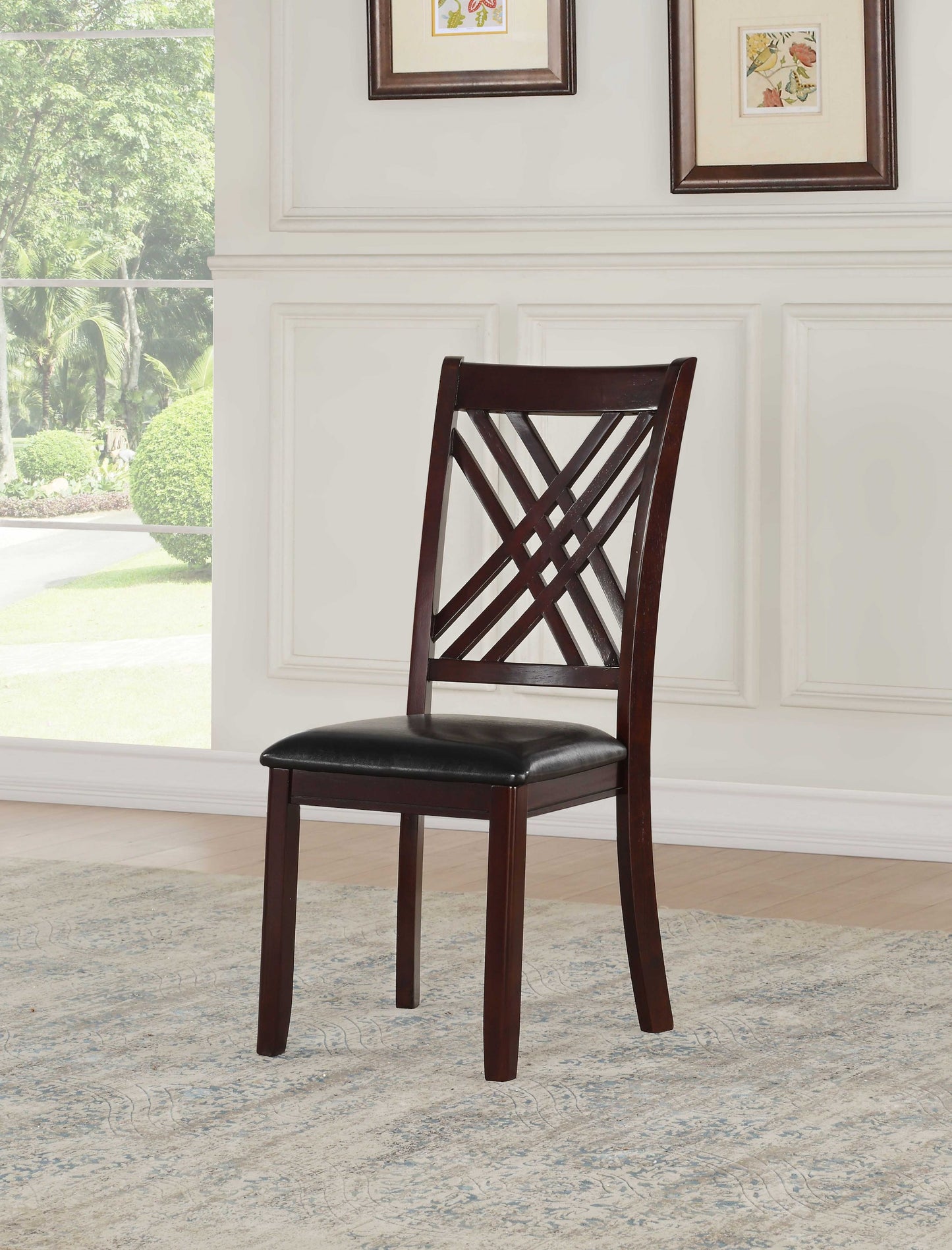 18" X 22" X 41" 2Pc Black And Espresso Side Chair