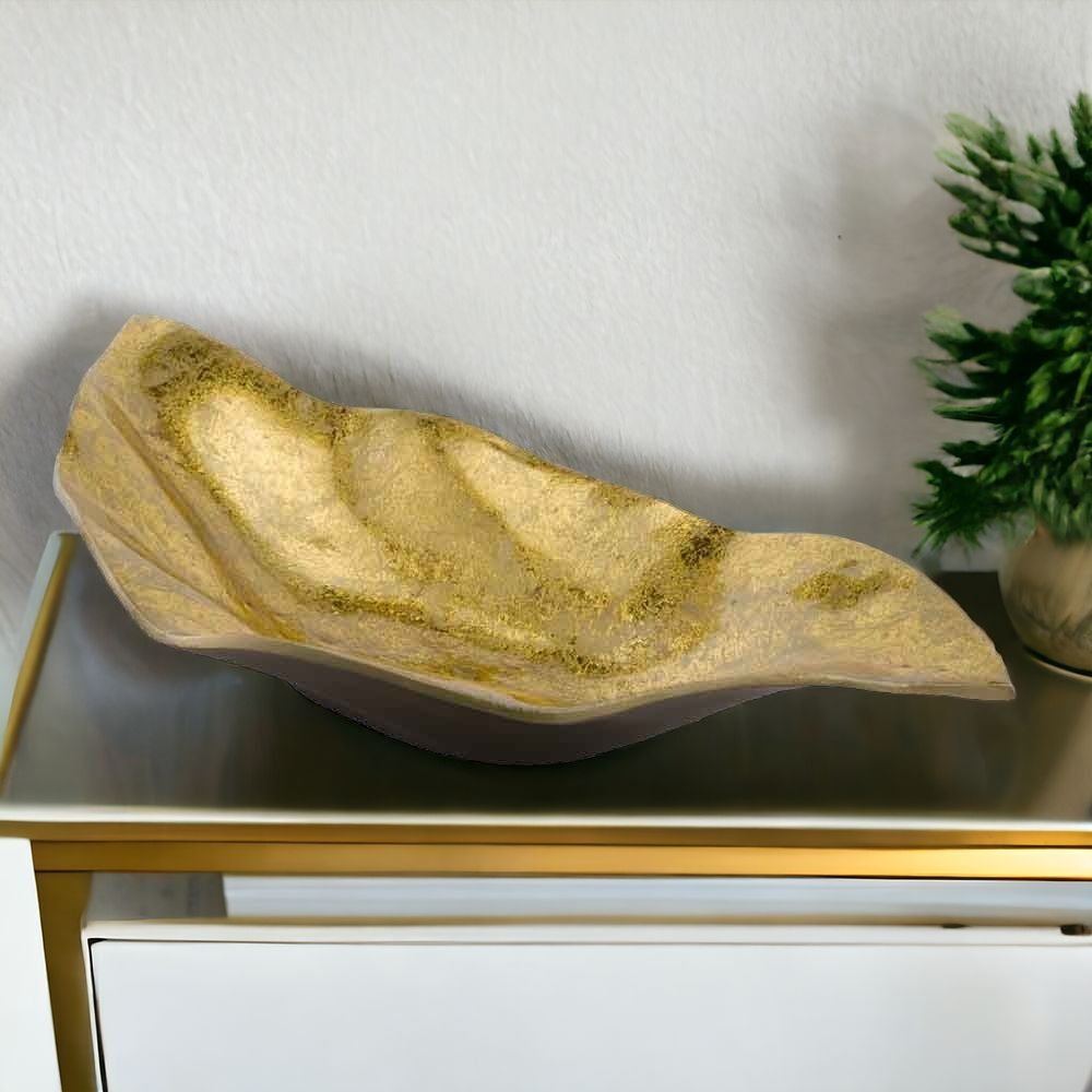 18" Gold Modern Wavy Aluminum Centerpiece Bowl