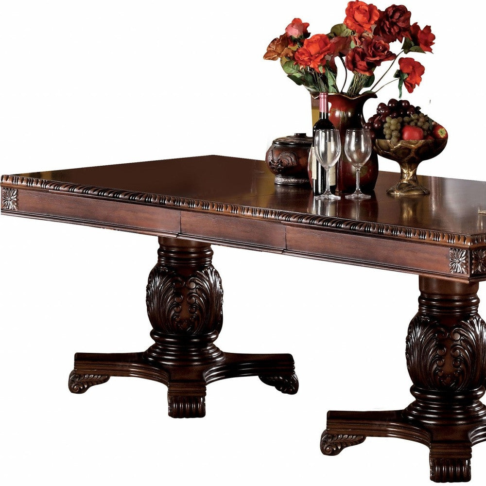 46" X 96" X 31" Cherry Wood Poly Resin Dining Table Wdouble Pedestal