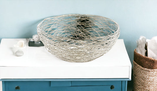 Abstract Silver Wire Centerpiece Bowl