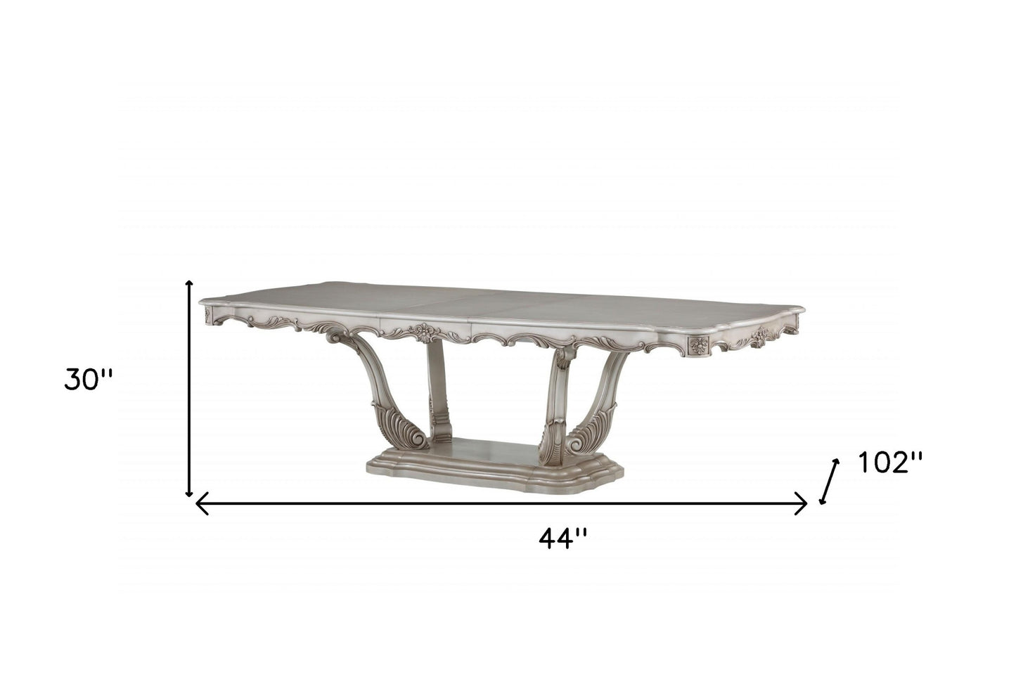 44" Off White Solid Wood Dining Table