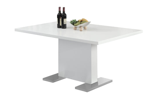 59" White And Gray Rectangular Solid Wood And Metal Dining Table