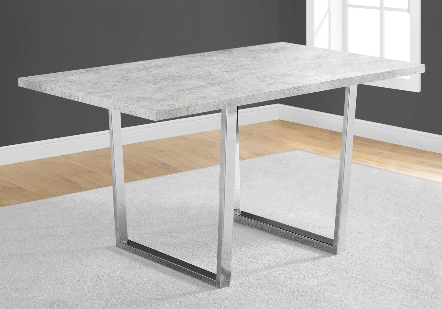 36" Gray and Silver Metal Dining Table