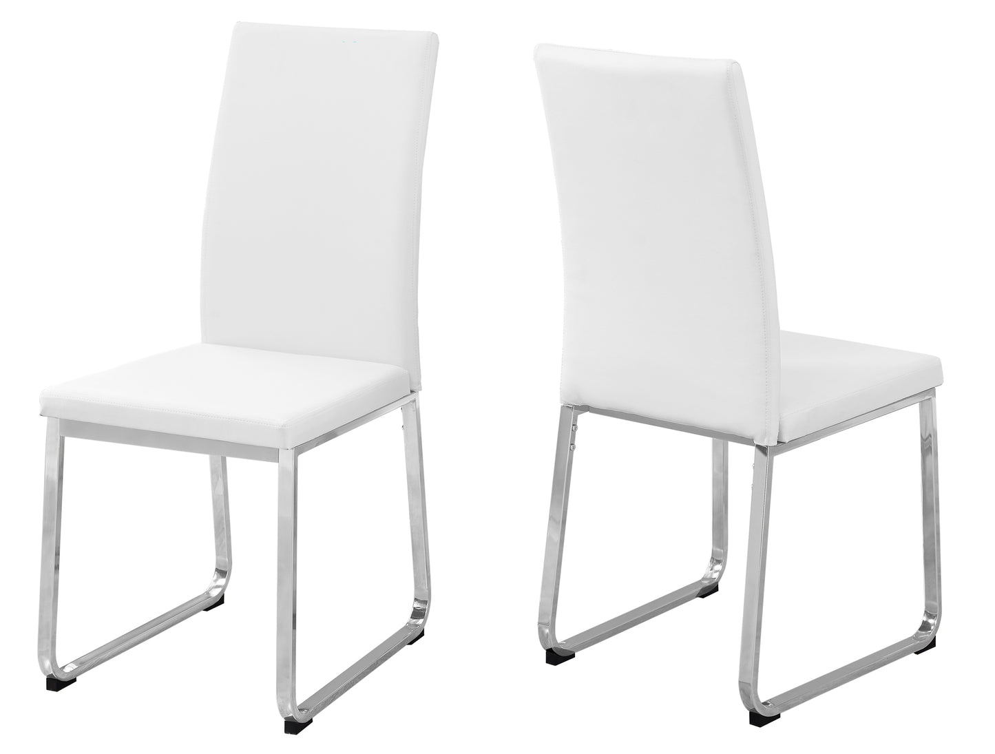 39.5" X 34" X 76" White Foam Metal Leather Look Dining Chairs 2Pcs