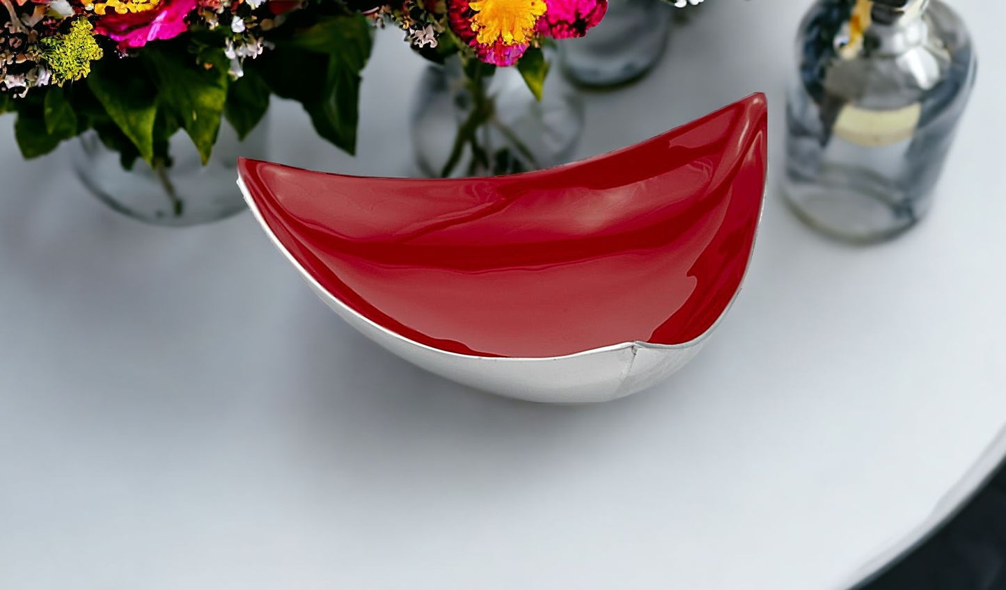 14" X 14" Buffed And Poppy Red Trigon Tray