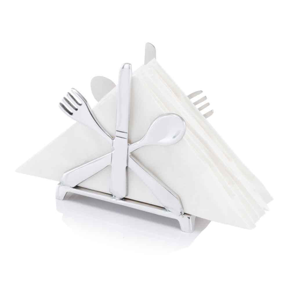 6" Aluminum Cutlery Design Free Standing Napkin Holder