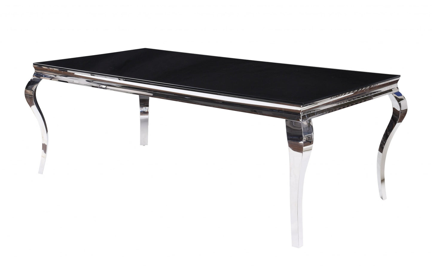 80" Black and White Glass and Stainless Steel Dining Table