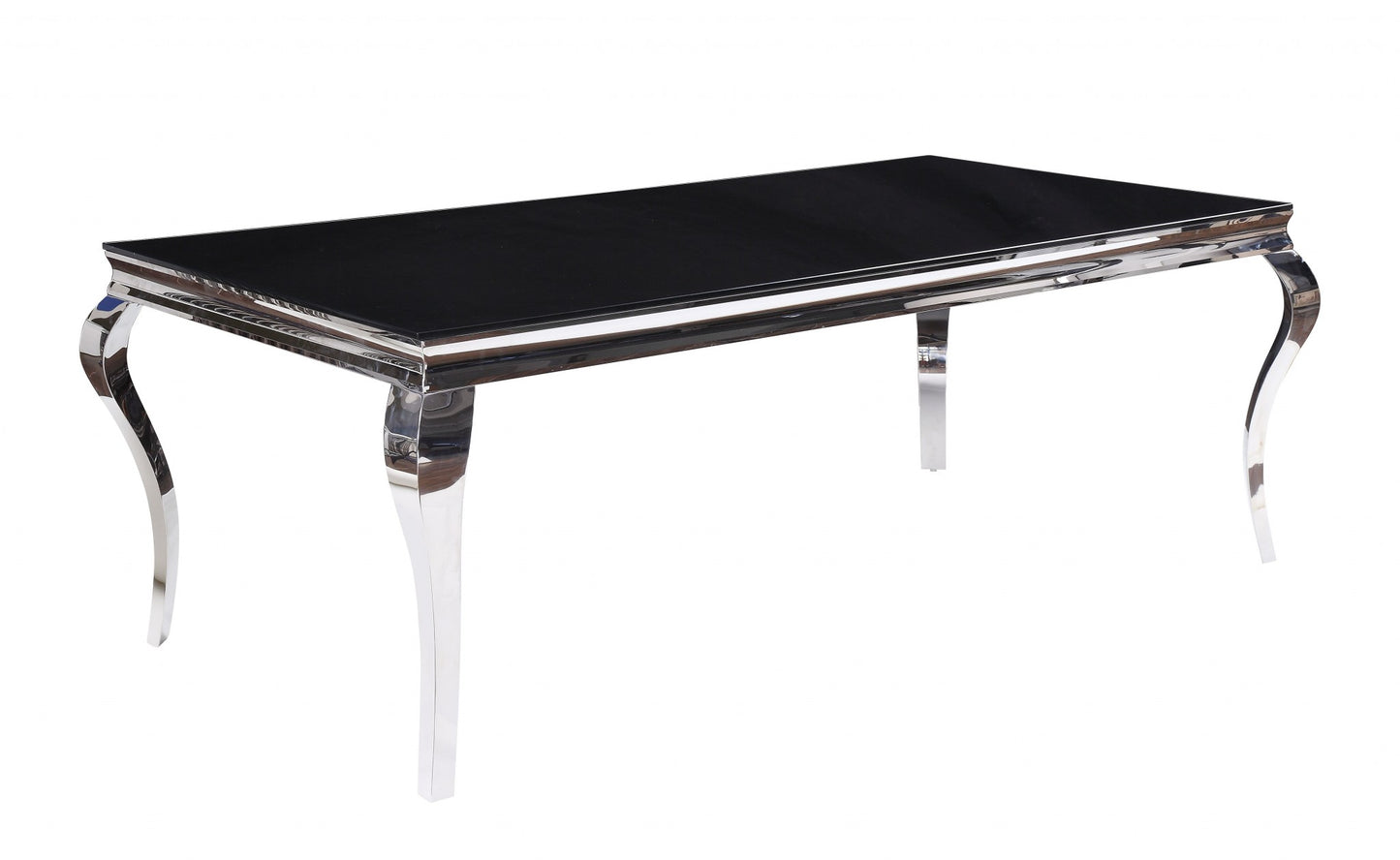 80" Black and White Glass and Stainless Steel Dining Table