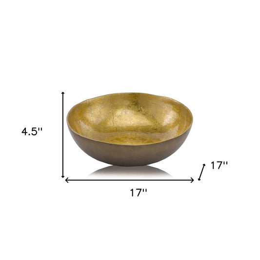 17" X 17" X 4.5" Gold & Bronze Metal Large Round - Bowl