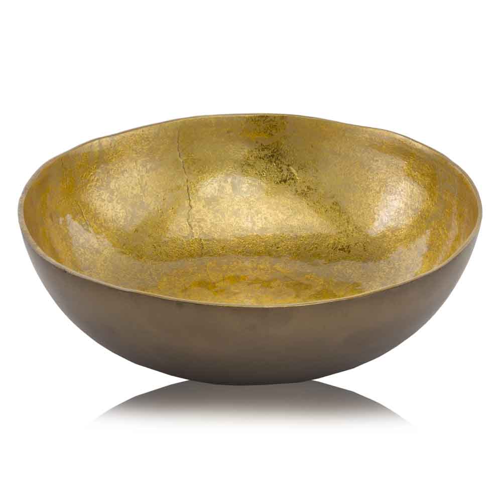 17" X 17" X 4.5" Gold & Bronze Metal Large Round - Bowl