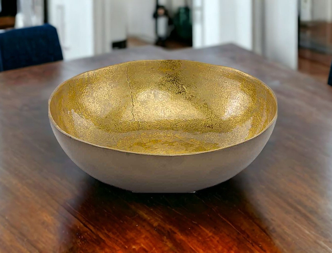 17" X 17" X 4.5" Gold & Bronze Metal Large Round - Bowl