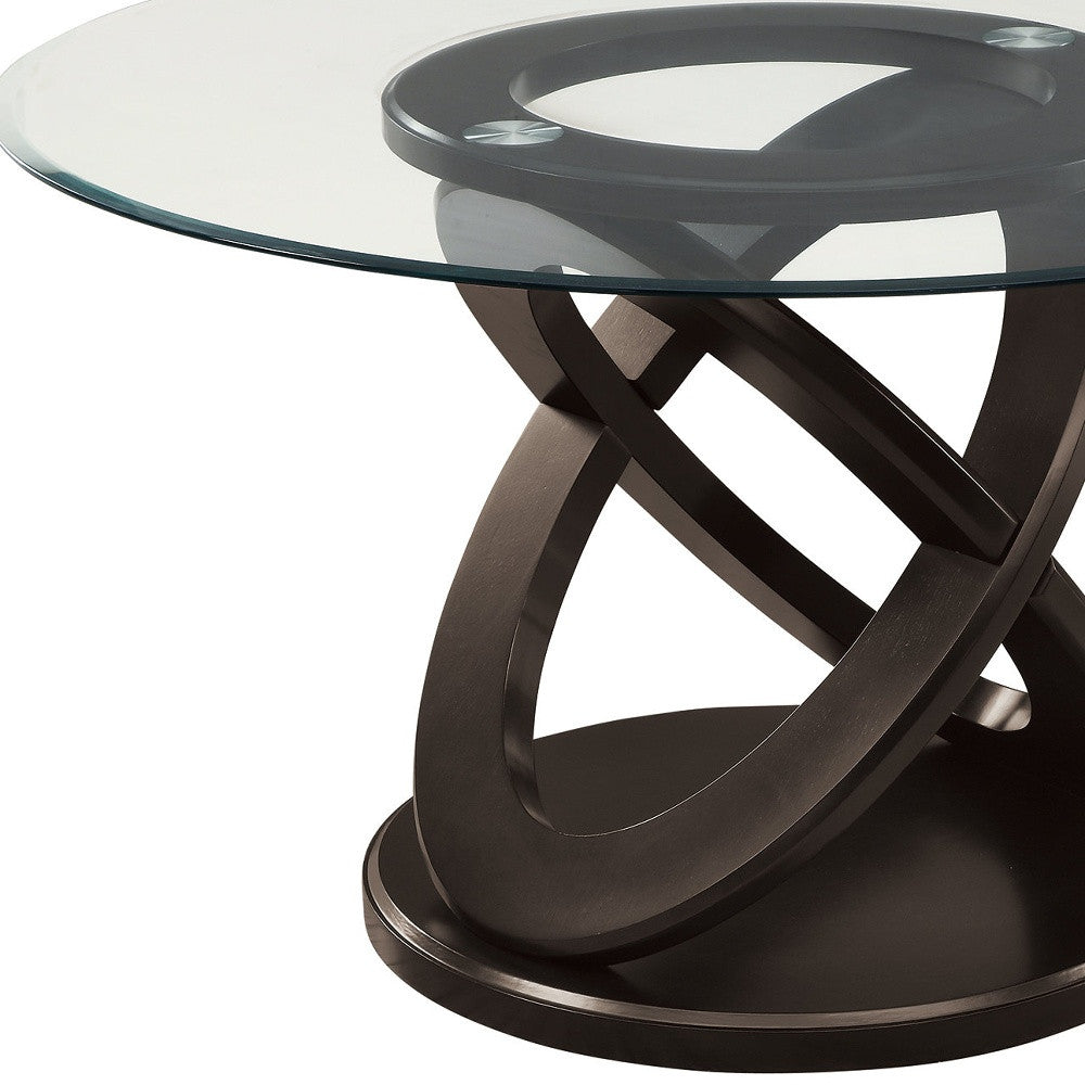 48" Clear and Espresso Glass Dining Table