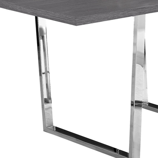 36" Gray and Silver Metal Dining Table