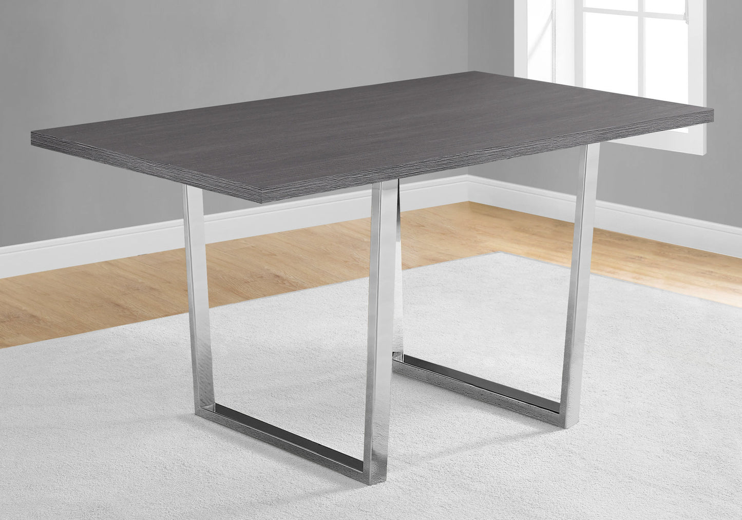 36" Gray and Silver Metal Dining Table