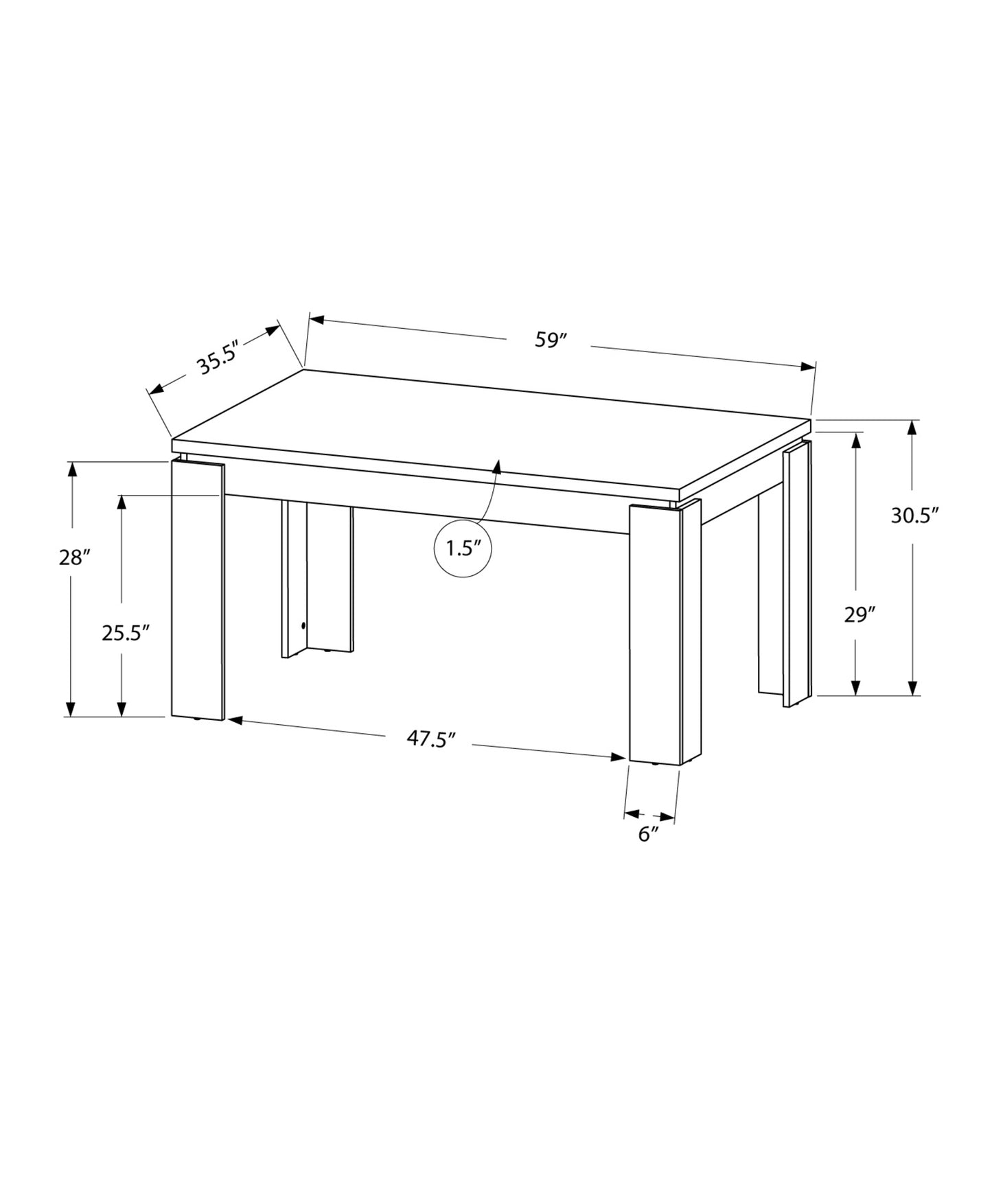 36" Black Dining Table