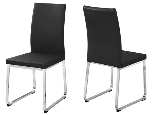 Two 39.5" Leather Look Foam And Chrome Metal Dining Chairs