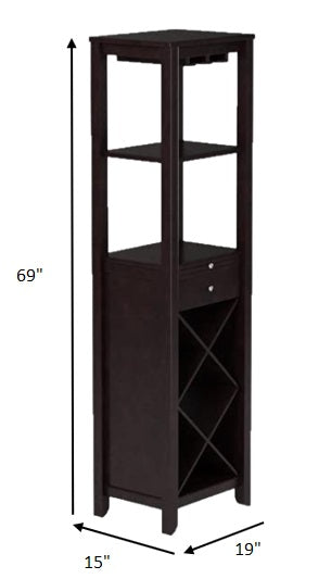 Modern Style Umber Finish Wood Wine Cabinet