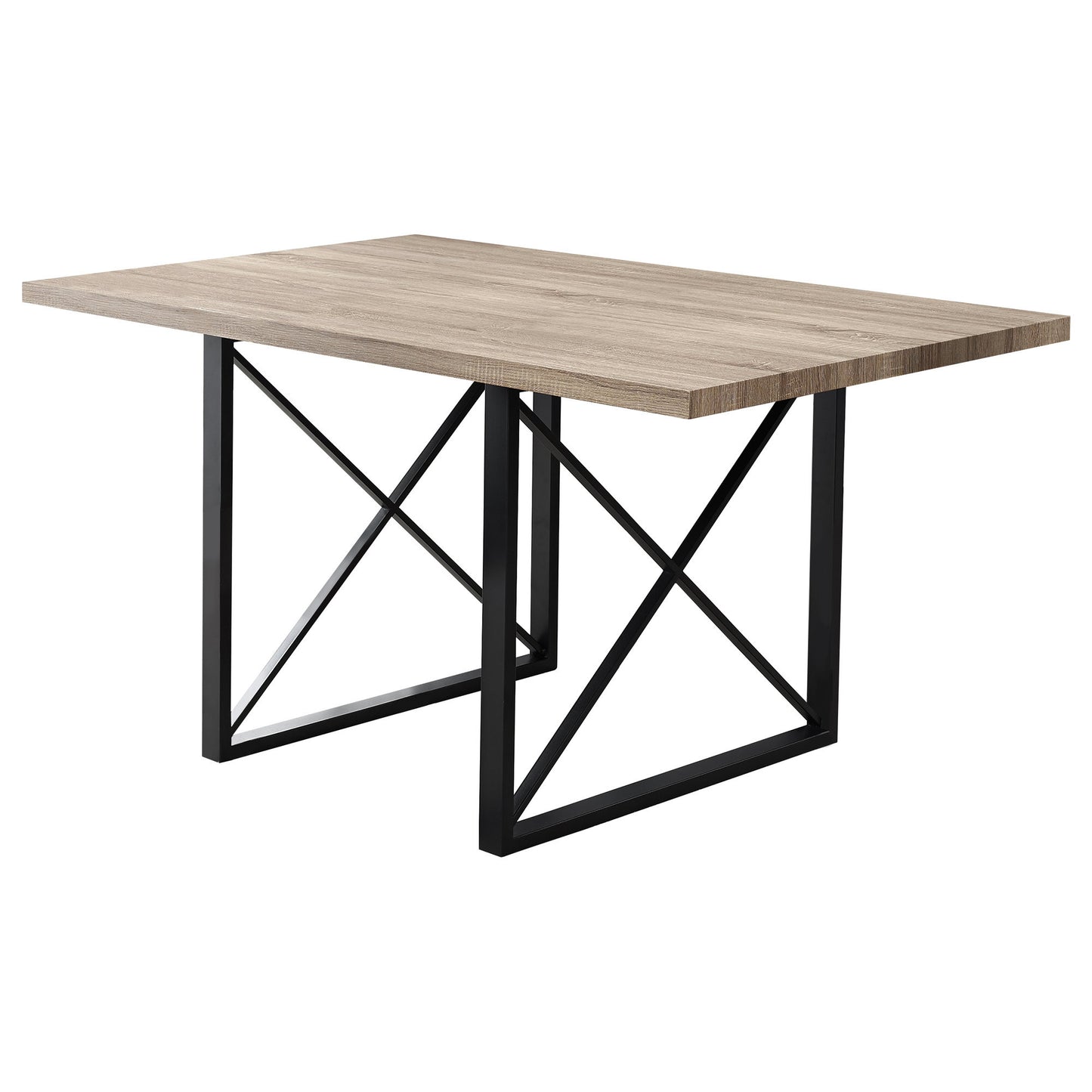 60" Dark Taupe And Black Rectangular Manufactured Wood And Metal Dining Table