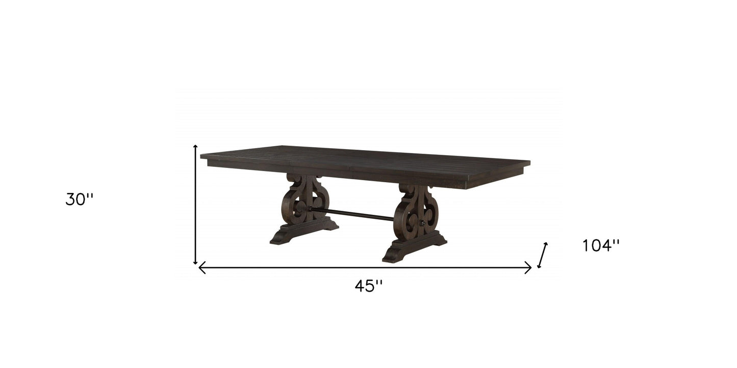 45" Brown Solid Wood Dining Table