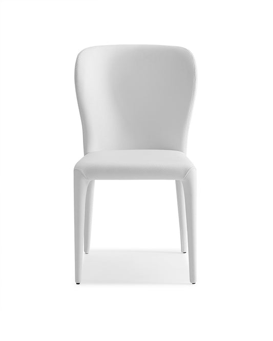 Set Of 2 White Faux Leather Dining Chairs