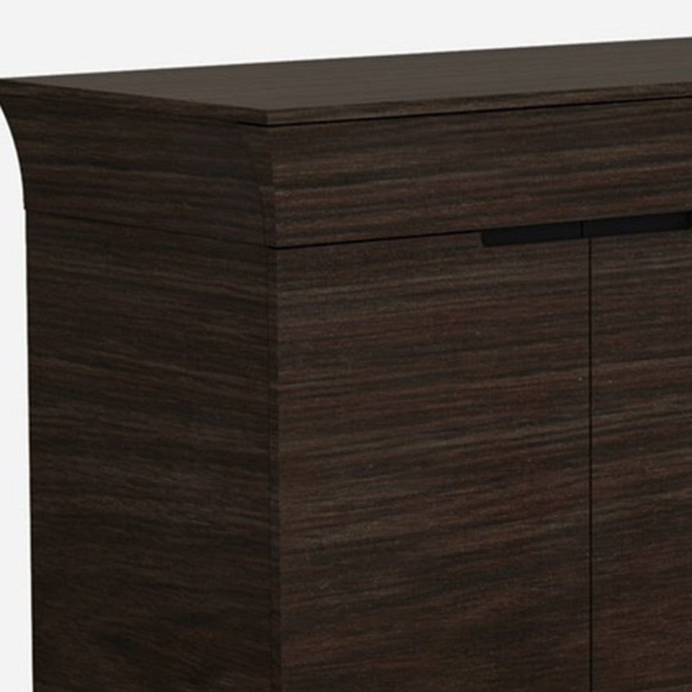 70" Dark Brown Two Drawer Buffet Table with Four Doors