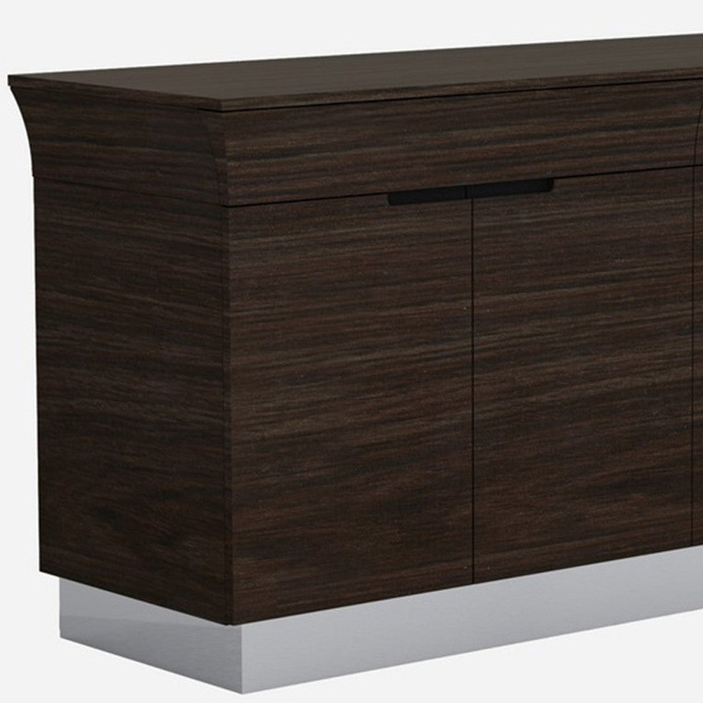 70" Dark Brown Two Drawer Buffet Table with Four Doors