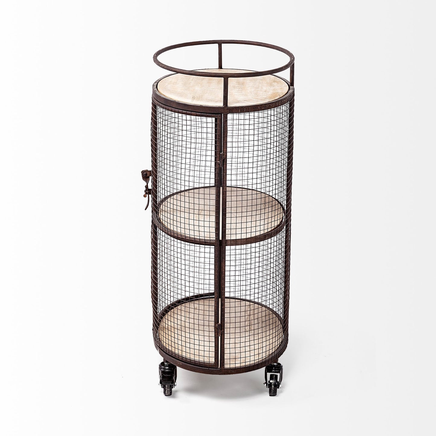 Cylindrical Matte Black Metal Bar Cart