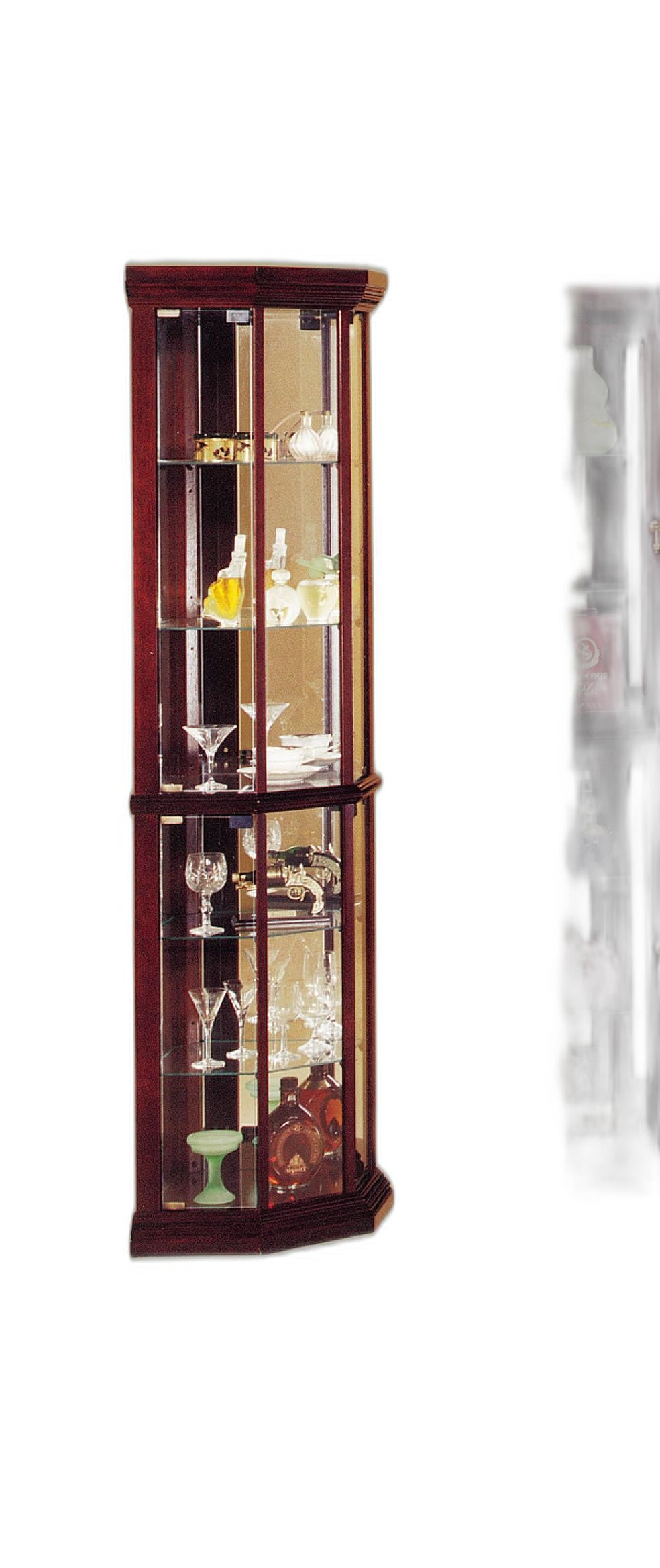 16" X 16" X 71" Cherry Glass Curio Cabinet