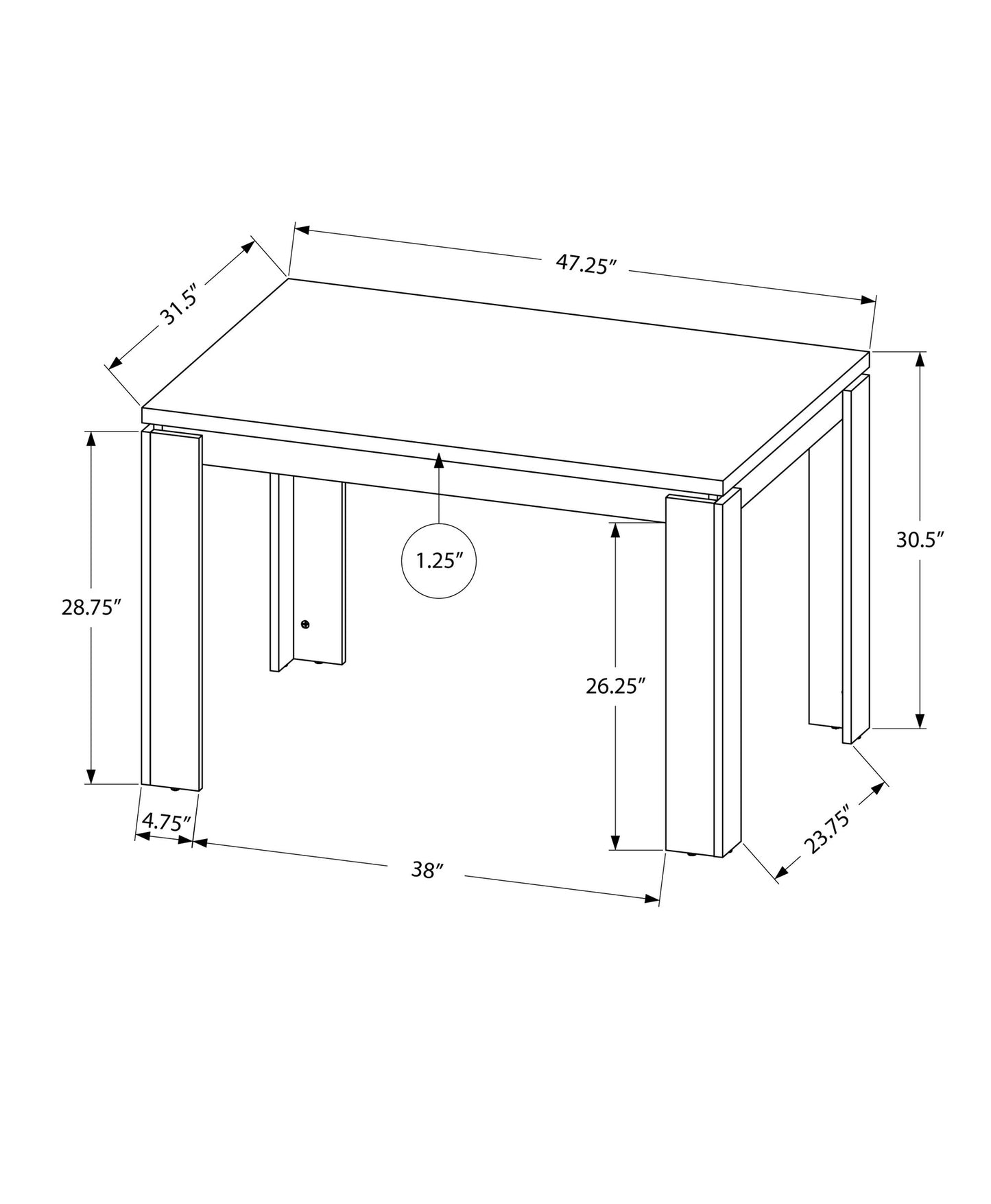 47" Gray Dining Table