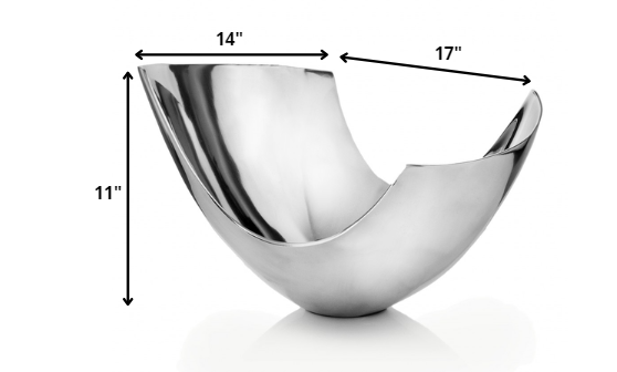 Silver Aluminum Abstract   Tray Dish Centerpiece Bowl