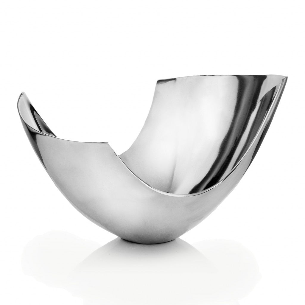 Silver Aluminum Abstract   Tray Dish Centerpiece Bowl