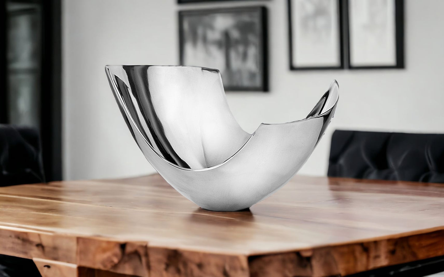 Silver Aluminum Abstract   Tray Dish Centerpiece Bowl