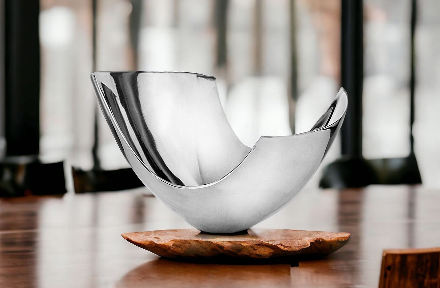 Silver Aluminum Abstract   Tray Dish Centerpiece Bowl